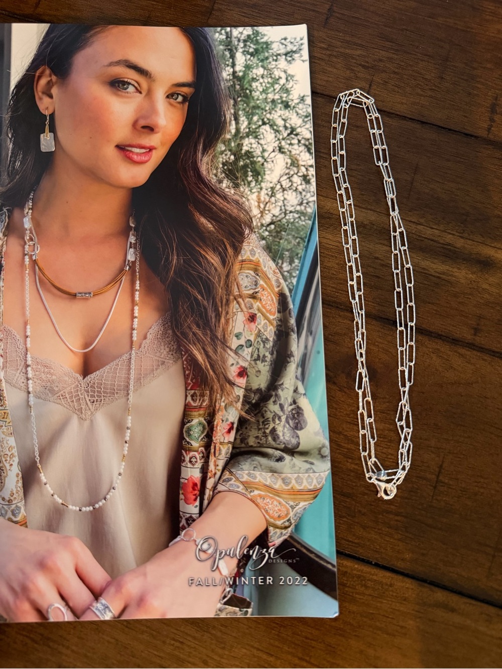 Opulenza Designs Long Petite Paperclip Necklace N1197 Jewelry 32” NEW ~RARE FIND